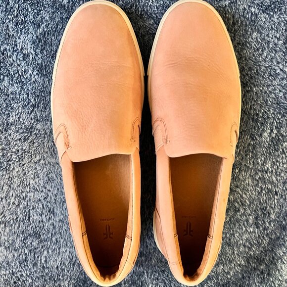 FRYE Ivy Slip On Sneakers Size 8.5 M Blush Marbled Sole Nubuck Leather Flatform - Picture 1 of 5